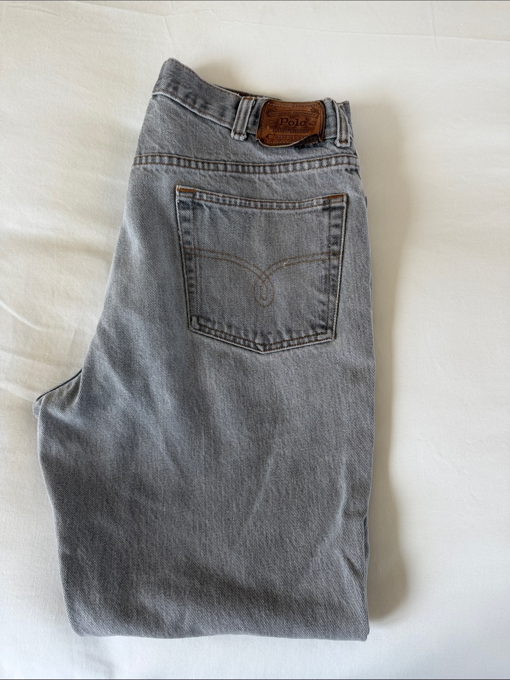Polo by Ralph Lauren Straight Gray Men's Jeans with Leather Patch